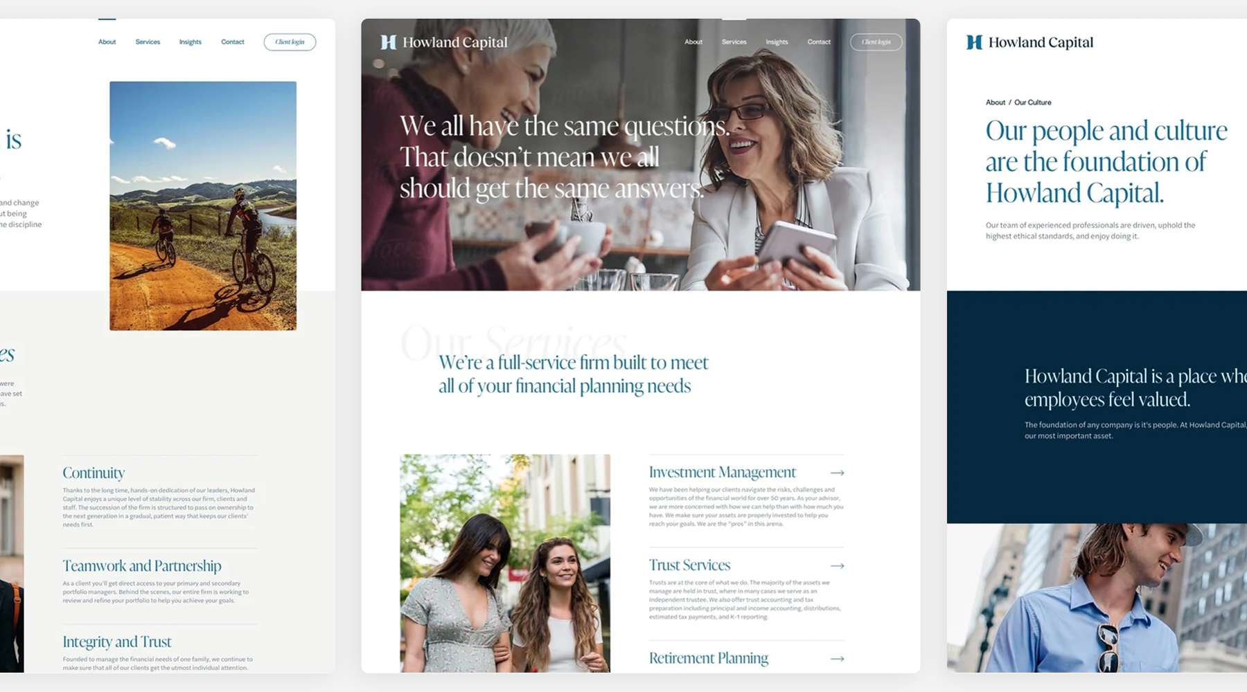 Website page designs