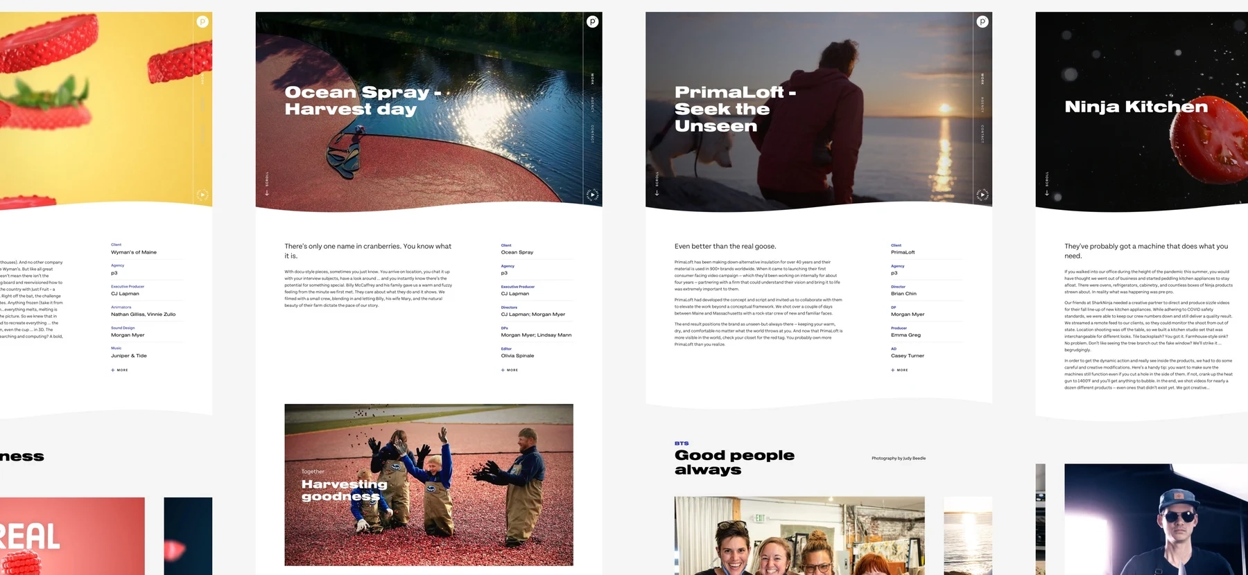 Studio, team, and profile pages